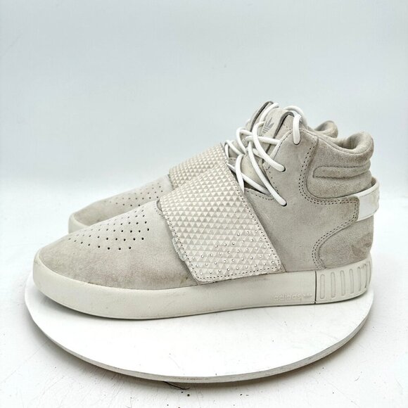 Adidas Tubular Invader Men Size 9.5 BB5038 Flat White Strap Training Shoes - Picture 1 of 11